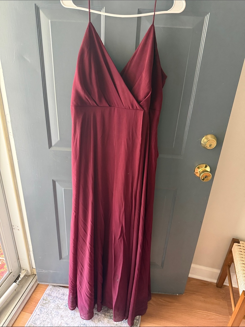 Women's Burgundy Spaghetti-Strap Maxi Dress